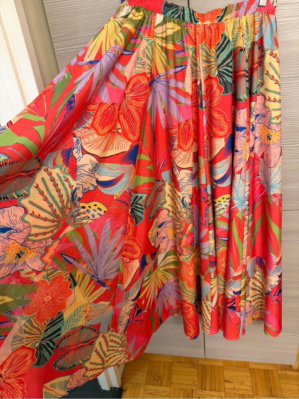 Jupe longue fluide imprimé tropical floral Christian Siriano New York - Taille S